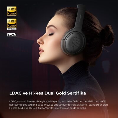SoundPeats Space Pro Hi-Res LDAC Bluetooth 5.4 TWS Kablosuz Kulak üstü Kulaklık Siyah - 8
