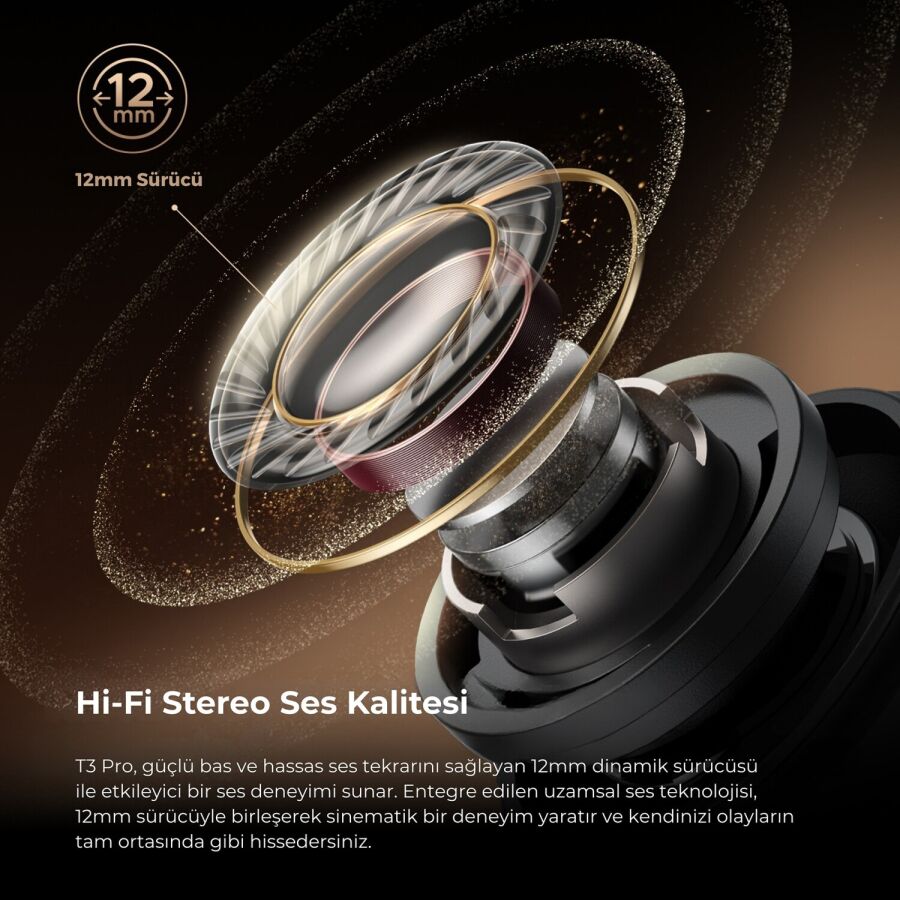 SoundPeats T3 Pro ANC TWS Bluetooth 5.4 Kablosuz Kulak içi Kulaklık Siyah - 6
