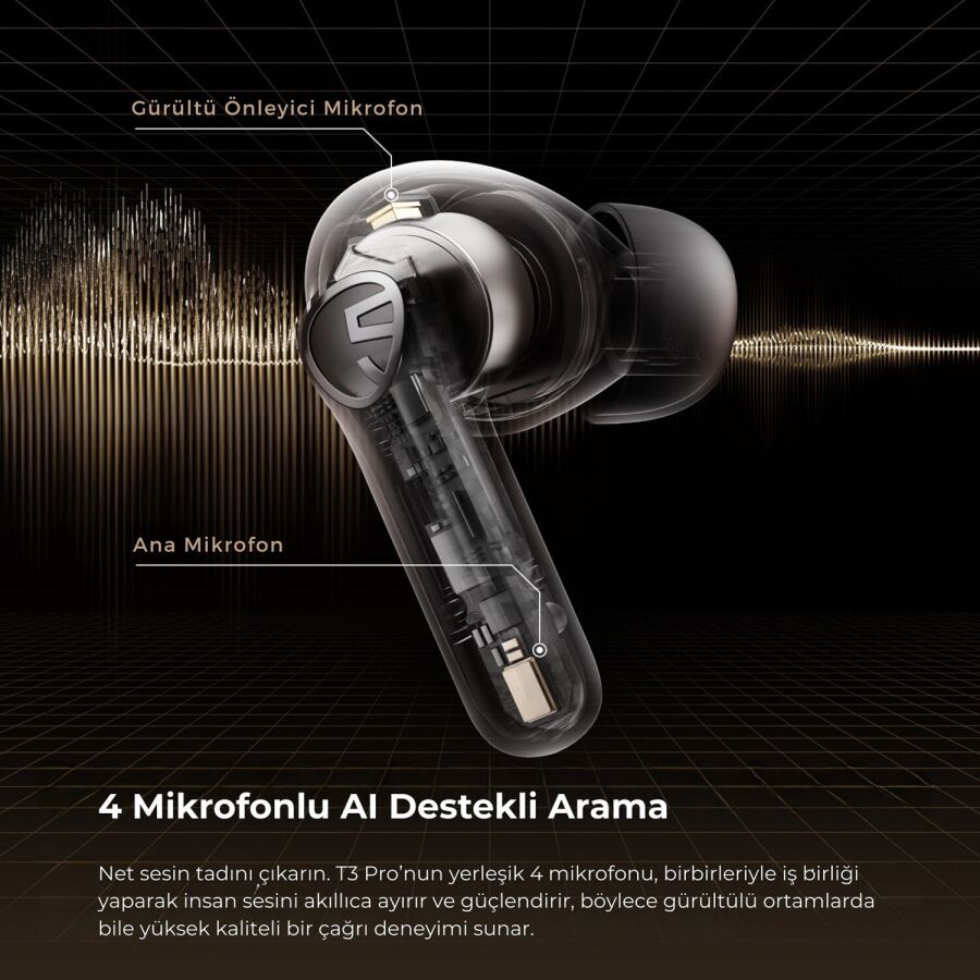 SoundPeats T3 Pro ANC TWS Bluetooth 5.4 Kablosuz Kulak içi Kulaklık Siyah - 7