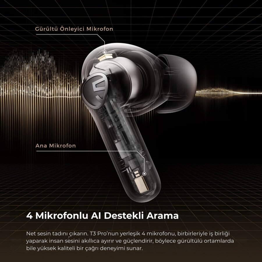 SoundPeats T3 Pro ANC TWS Bluetooth 5.4 Kablosuz Kulak içi Kulaklık Siyah - 7