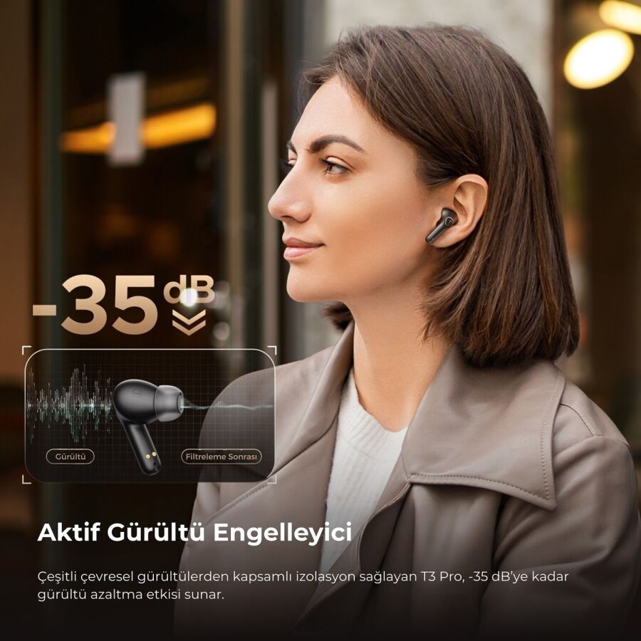 SoundPeats T3 Pro ANC TWS Bluetooth 5.4 Kablosuz Kulak içi Kulaklık Siyah - 5