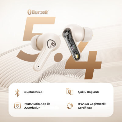 Soundpeats T3 Pro Bluetooth 5.4 TWS Kablosuz Kulak İçi Kulaklık ANC Aktif Gürültü Engelleme Mikrofonlu Bej - 3