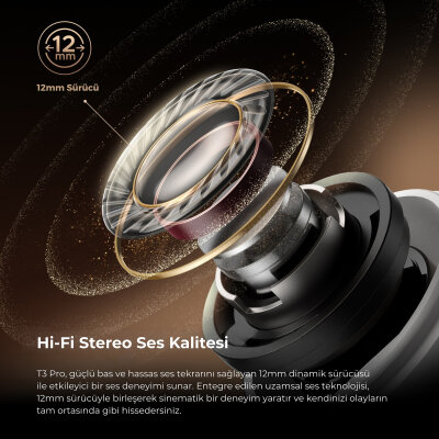 Soundpeats T3 Pro Bluetooth 5.4 TWS Kablosuz Kulak İçi Kulaklık ANC Aktif Gürültü Engelleme Mikrofonlu Bej - 5