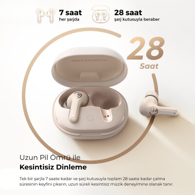 Soundpeats T3 Pro Bluetooth 5.4 TWS Kablosuz Kulak İçi Kulaklık ANC Aktif Gürültü Engelleme Mikrofonlu Bej - 8