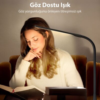 Taotronics Dokunmatik 3 Renk Işıklı Parlaklık Ayarlı Taşınabilir Esnek LED Masa Lambası Siyah - 2