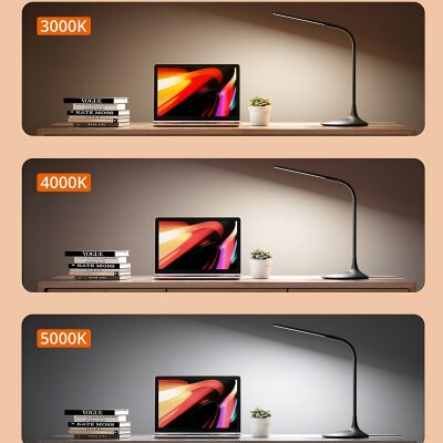 Taotronics Dokunmatik 3 Renk Işıklı Parlaklık Ayarlı Taşınabilir Esnek LED Masa Lambası Siyah - 6