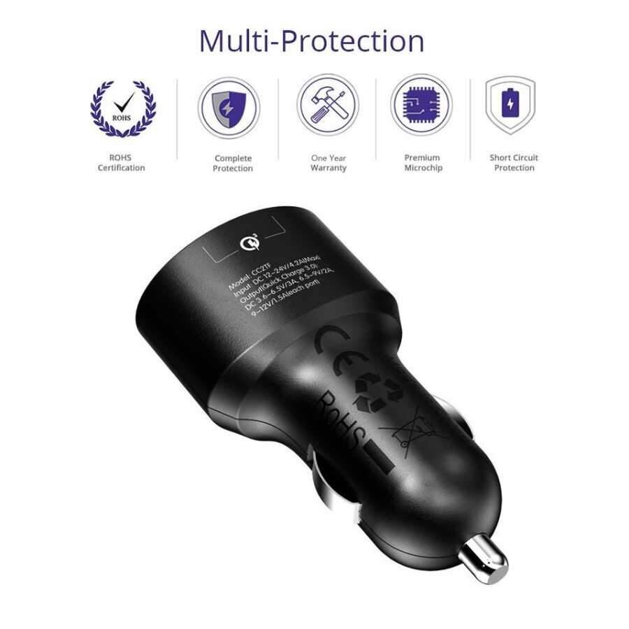 Tronsmart Çift USB Çıkışlı Dual Port QC 3.0 Hızlı Araç Şarj Cihazı - 3