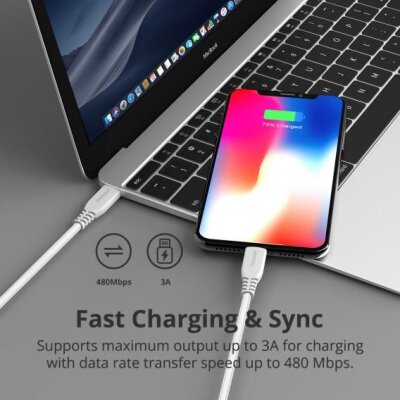 Tronsmart PD Type-C MFI Lightning iPhone Hızlı Şarj Kablosu Siyah - 5