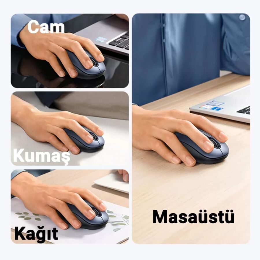 Ugreen 2400DPI 2.4Ghz Wireless Kablosuz Sessiz Mouse Gece Mavisi - 2