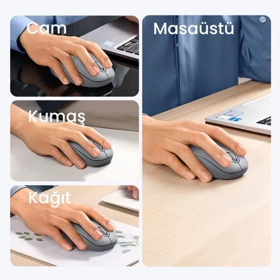 Ugreen 2400DPI 2.4Ghz Wireless Kablosuz Sessiz Mouse Gri - 3