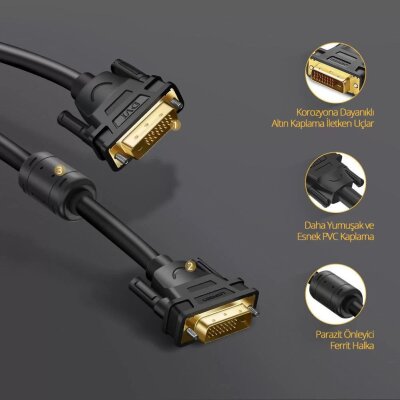 Ugreen 24+1 DVI to DVI Görüntü Aktarma Kablosu 3 Metre - 7
