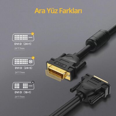 Ugreen 24+1 DVI to DVI Görüntü Aktarma Kablosu 3 Metre - 3