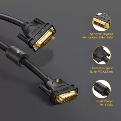 Ugreen 24+1 DVI to DVI Görüntü Aktarma Kablosu 3 Metre - 7