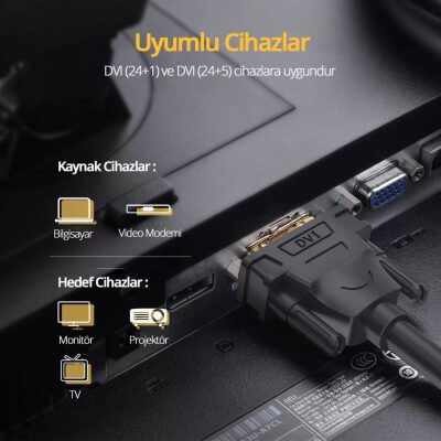 Ugreen 24+1 DVI to DVI Görüntü Aktarma Kablosu 8 Metre - 4