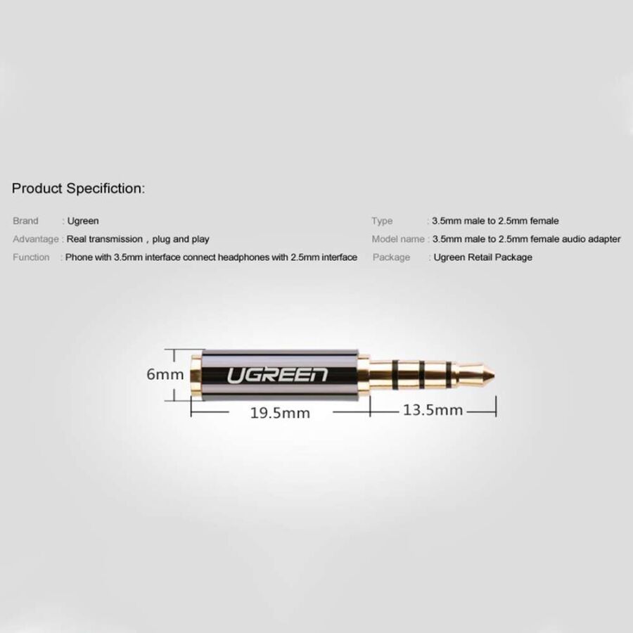 Ugreen 3.5mm Erkek to 2.5mm Dişi Jack Dönüştürücü - 3