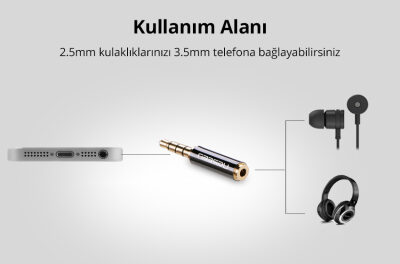 Ugreen 3.5mm Erkek to 2.5mm Dişi Jack Dönüştürücü - 4