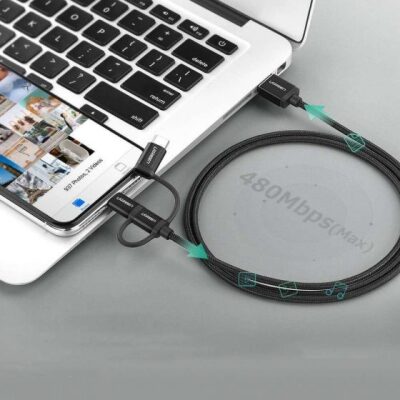 UGREEN 3'ü 1 Arada Örgülü iPhone Lightning Type-C Micro USB Şarj Kablosu 1.5 Metre - 2