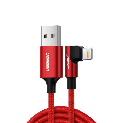 Ugreen 90 Derece Açılı Lightning iPhone Şarj ve Data Kablosu Kırmızı 1 Metre - 1