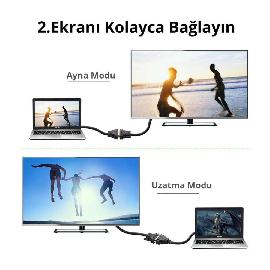 Ugreen DisplayPort Erkek to DVI 24+5 Dişi Çevirici Dönüştürücü 15 CM - 3