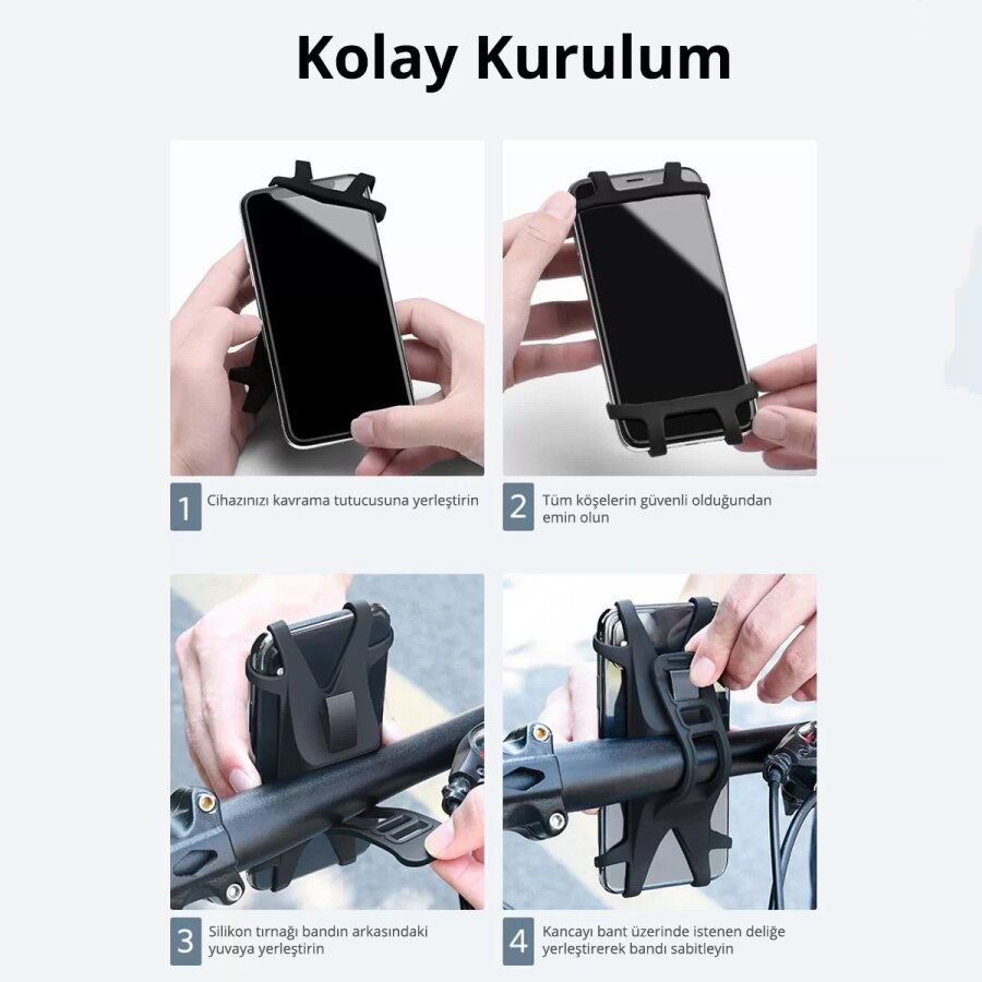 Ugreen Gidon Bağlantılı Bisiklet Motosiklet Esnek Silikon Telefon Tutucu - 9