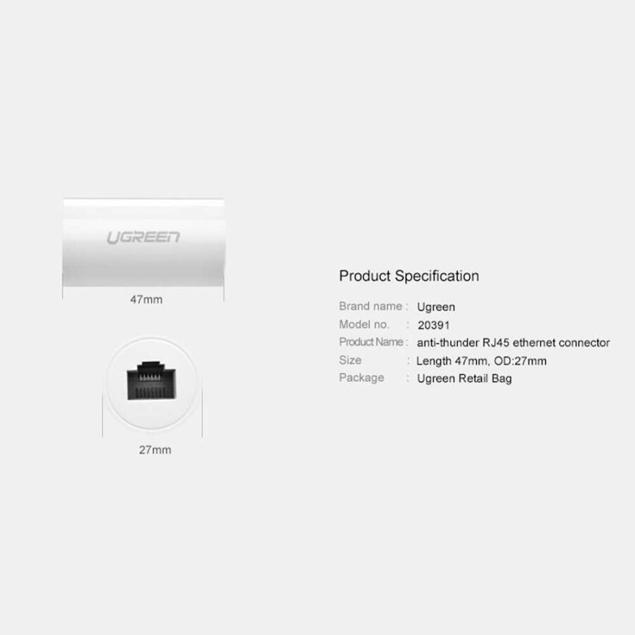 Ugreen RJ45 Ethernet Kablo Birleştirici Ara Aparat Siyah - 6