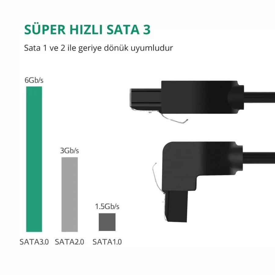 Ugreen SATA 3 Disk Kablosu 90 Derece Kilit Mekanizmalı - 3