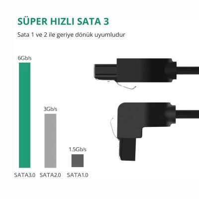Ugreen SATA 3 Disk Kablosu 90 Derece Kilit Mekanizmalı - 3