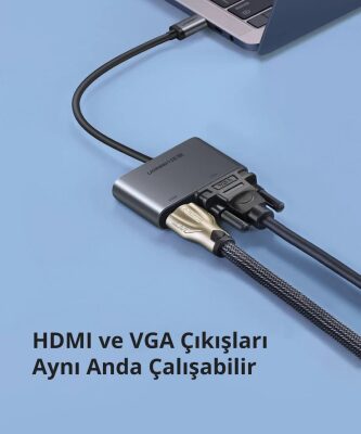 Ugreen Type-C HDMI VGA Dönüştürücü Adaptör - 4