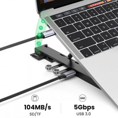 Ugreen Type-C USB 3.0 HDMI TF SD Dönüştürücülü Notebook Standı - 6