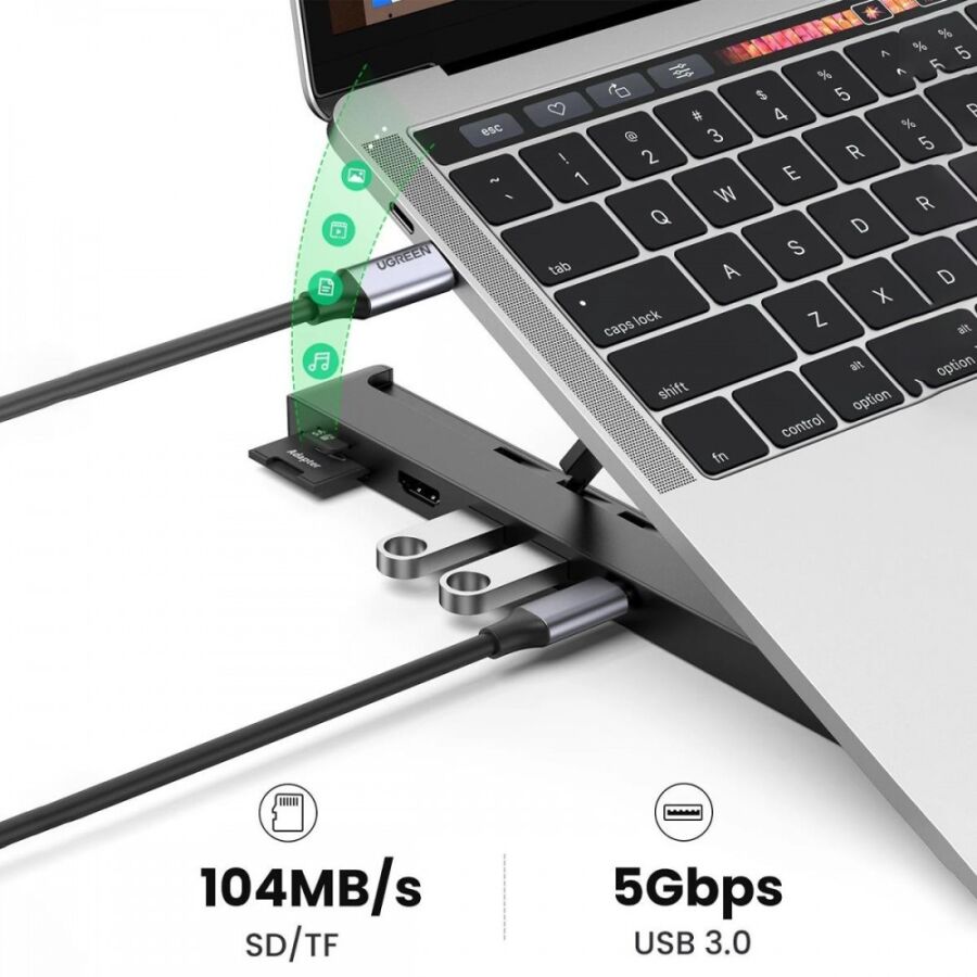 Ugreen Type-C USB 3.0 HDMI TF SD Dönüştürücülü Notebook Standı - 6