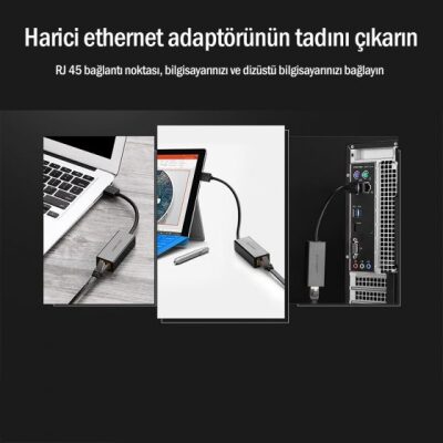 Ugreen USB 3.0 PC Mac Konsol Tv Box Ethernet Adaptörü Beyaz - 8