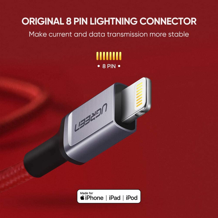 Ugreen USB to Lightning iPhone Örgülü Data ve Şarj Kablosu 1 Metre - 5