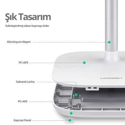 Ugreen Yükseklik ve Açı Ayarlı Masaüstü Telefon ve Tablet Tutucu Stand Beyaz - 2