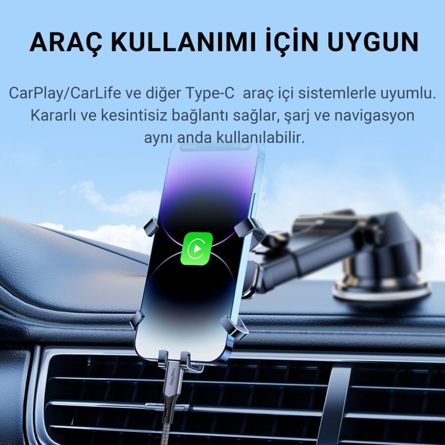 Veggieg 100W 5A E-Mark Çipli PD Type-C to Type-C Hızlı Şarj ve Data Kablosu 2 Metre - 5