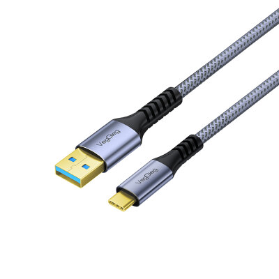 Veggieg 100W USB-A to Type-C Kablo USB 3.2 Gen 2 10Gbps Data ve Hızlı Şarj Kablosu 1 Metre
