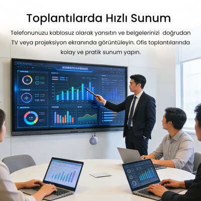 VegGieg 1080P 60Hz Kablosuz HDMI Görüntü ve Ses Aktarıcı Telefon TV Yansıtma Cihazı 2.4GHz & 5GHz Wireless Display Adaptör - 5