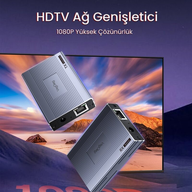 VegGieg 1080P Full HD 60Hz HDMI Extender 60 Metre CAT5E/6 Klavye Mouse HDMI Menzil Genişletici Uzatıcı - 2