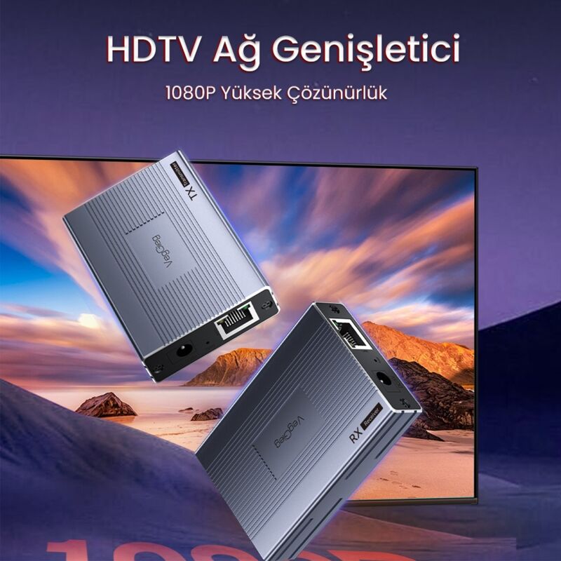 VegGieg 1080P Full HD 60Hz HDMI Extender 60 Metre CAT5E/6 Klavye Mouse HDMI Menzil Genişletici Uzatıcı - 2
