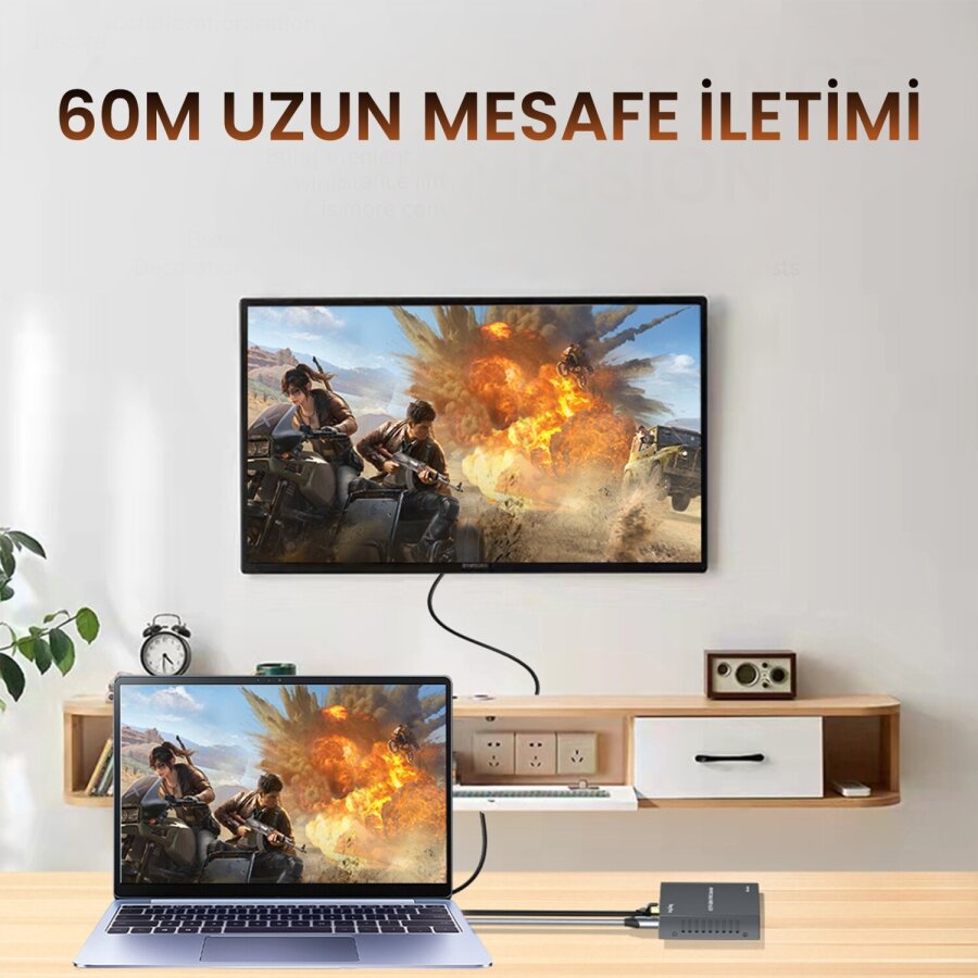VegGieg 1080P Full HD 60Hz HDMI KVM Extender 60 Metre CAT5E/6 HDMI Menzil Genişletici Uzatıcı - 5