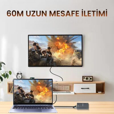 VegGieg 1080P Full HD 60Hz HDMI KVM Extender 60 Metre CAT5E/6 HDMI Menzil Genişletici Uzatıcı - 5