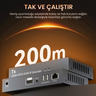 VegGieg 1080P Full HD 60Hz HDMI KVM IP Extender 200 Metre CAT5E ve 6 HDMI Menzil Genişletici Uzatıcı - 4