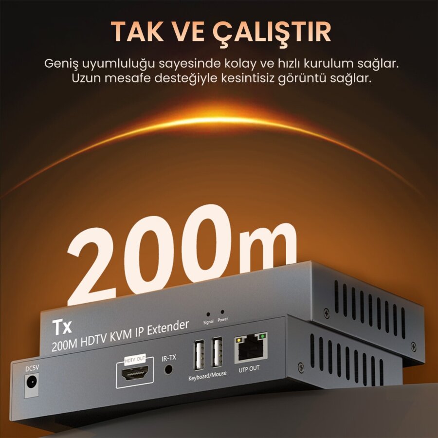 VegGieg 1080P Full HD 60Hz HDMI KVM IP Extender 200 Metre CAT5E ve 6 HDMI Menzil Genişletici Uzatıcı - 4