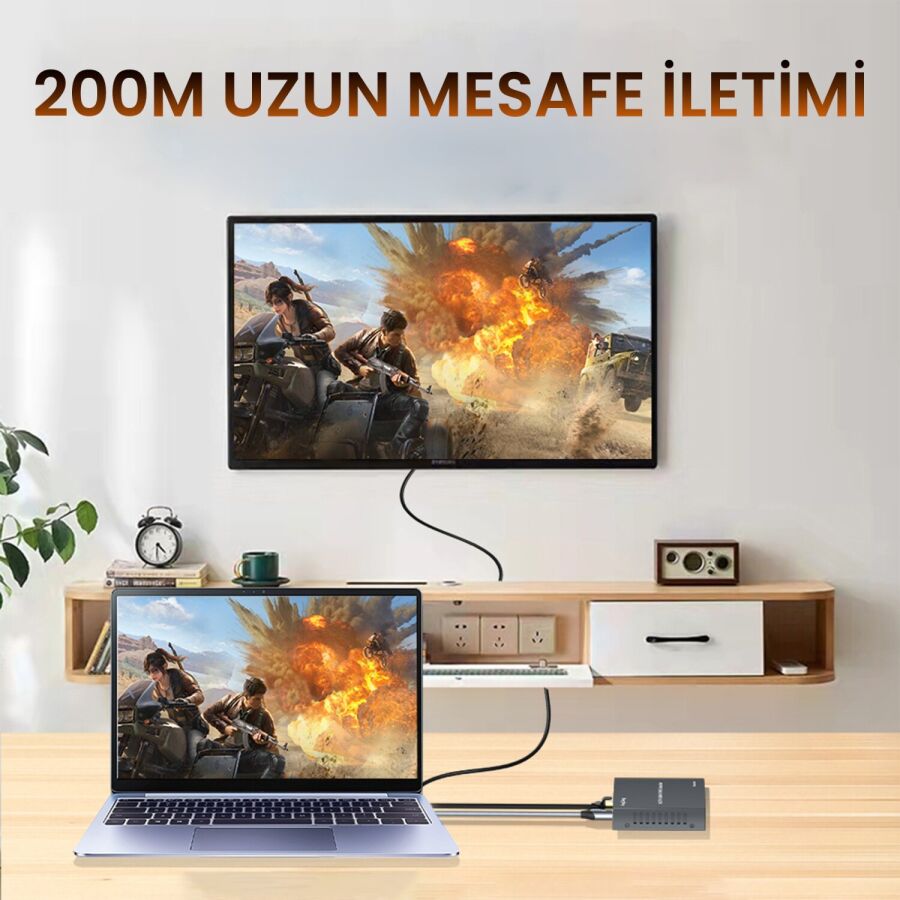 VegGieg 1080P Full HD 60Hz HDMI KVM IP Extender 200 Metre CAT5E ve 6 HDMI Menzil Genişletici Uzatıcı - 5