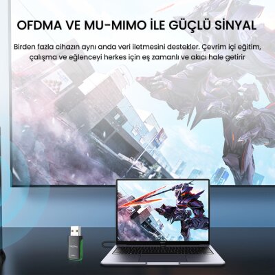VegGieg 1100 Mbps Dual Band Wi-Fi 6 Alıcı ve Bluetooth 5.4 Adaptör Mini USB Dongle - 6