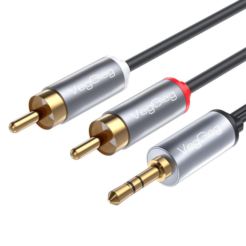 VegGieg 3.5mm Aux To 2 RCA Hi-Fi Ses Kablosu 15 Metre - 1