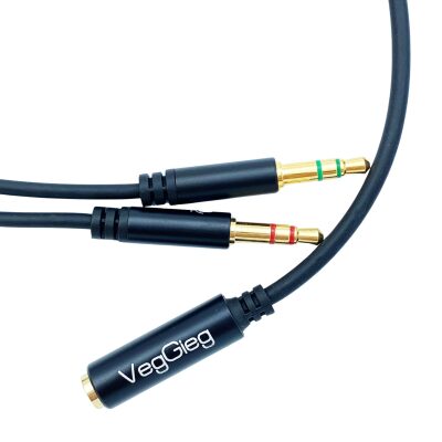 VegGieg 3.5mm Kulaklık ve Mikrofon Ayırıcı Y Kablo - 2