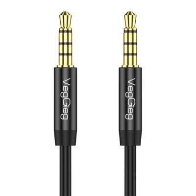 Veggieg 3.5mm TRRS 4 Kutuplu Mikrofon Destekli Hi-Fi Stereo AUX Ses Kablosu Erkek to Erkek Jack 5 Metre
