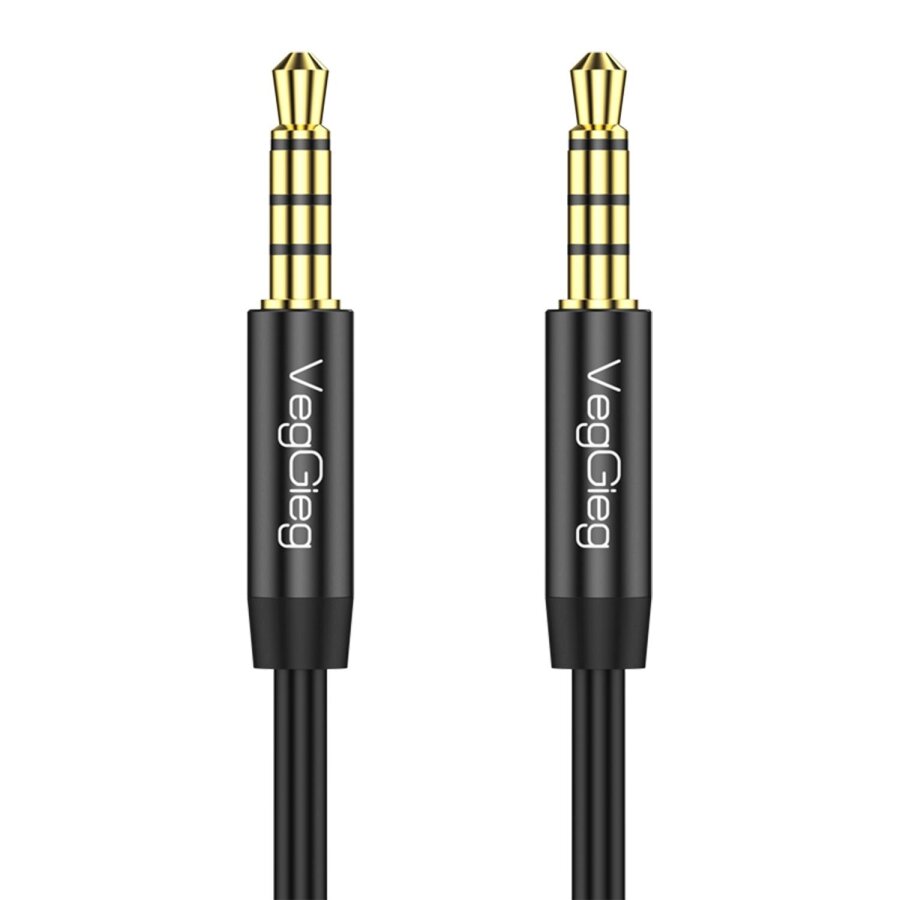 Veggieg 3.5mm TRRS 4 Kutuplu Mikrofon Destekli Hi-Fi Stereo AUX Ses Kablosu Erkek to Erkek Jack 5 Metre - 1
