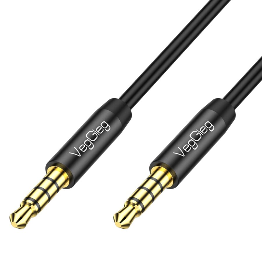 Veggieg 3.5mm TRRS 4 Kutuplu Mikrofon Destekli Hi-Fi Stereo AUX Ses Kablosu Erkek to Erkek Jack 5 Metre - 2