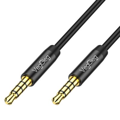 Veggieg 3.5mm TRRS 4 Kutuplu Mikrofon Destekli Hi-Fi Stereo AUX Ses Kablosu Erkek to Erkek Jack 5 Metre - 2